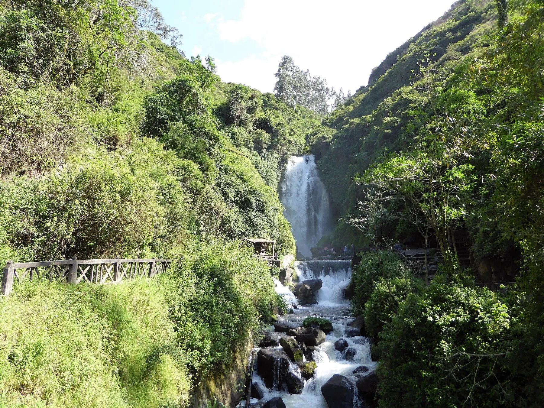 Peguche waterfall in the forest north of Otavalo